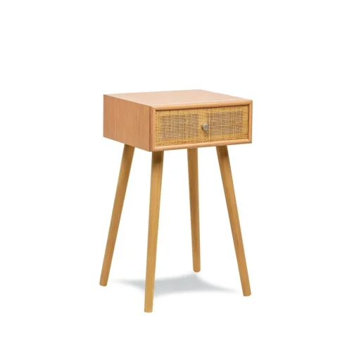 3S. x Home Table de chevet/appoint scandinave en bois tiroir Cannage Rotin Marron Discount