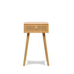 3S. x Home Table de chevet/appoint scandinave en bois tiroir Cannage Rotin Marron Discount