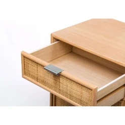 3S. x Home Table de chevet/appoint scandinave en bois et Cannage Rotin Marron New