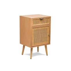 3S. x Home Table de chevet/appoint scandinave en bois et Cannage Rotin Marron New