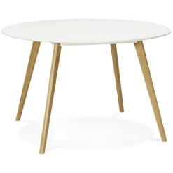 ALTEREGO Table de cuisine ronde 'AMY' blanche style scandinave Clearance