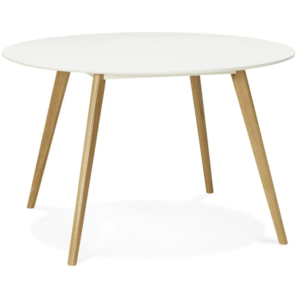 ALTEREGO Table de cuisine ronde 'AMY' blanche style scandinave Clearance
