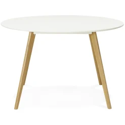 ALTEREGO Table de cuisine ronde 'AMY' blanche style scandinave Clearance