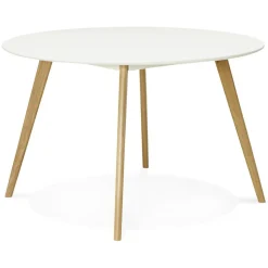 ALTEREGO Table de cuisine ronde 'AMY' blanche style scandinave Clearance