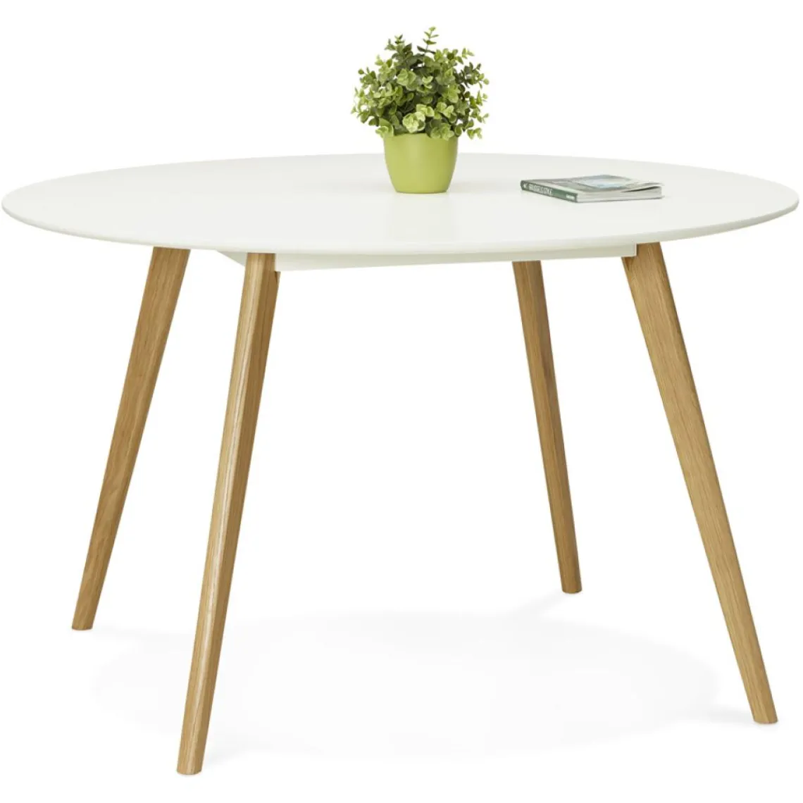 ALTEREGO Table de cuisine ronde 'AMY' blanche style scandinave Clearance