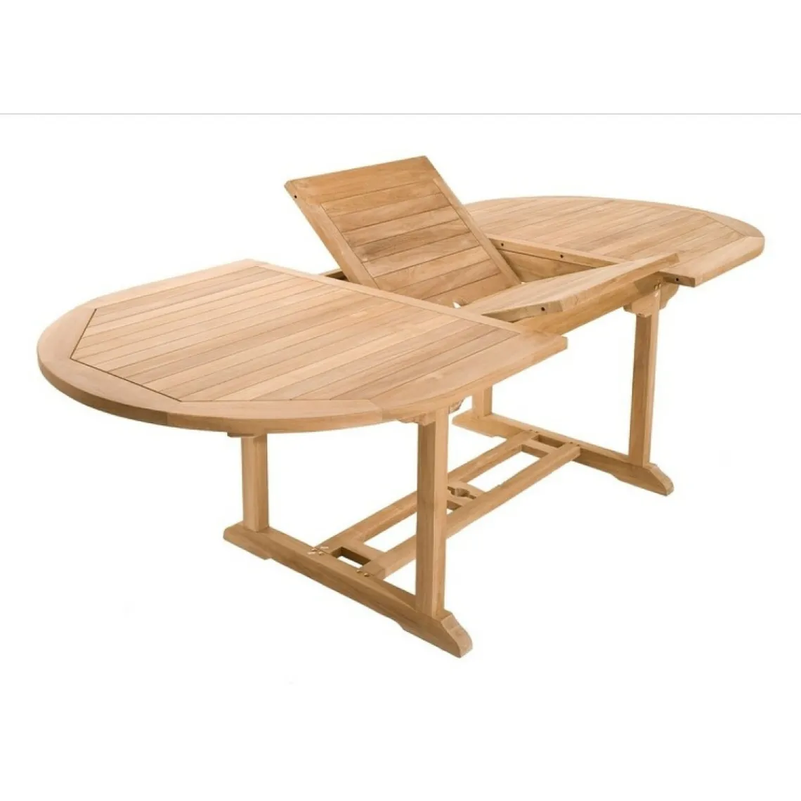 Macabane Table de jardin 8/10 personnes - ovale extensible 180/240*100 cm en bois Teck Discount