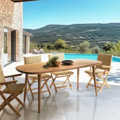 Macabane Table de jardin en bois d'Angélique huilé Online