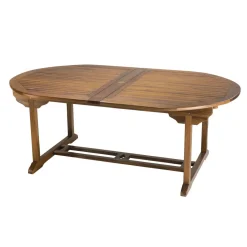 Macabane Table de jardin HANNA 10/12 personnes - ovale double extension 200/300 x 120 cm en bois teck huilé Discount