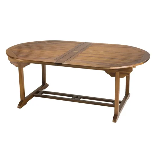 Macabane Table de jardin HANNA 10/12 personnes - ovale double extension 200/300 x 120 cm en bois teck huilé Discount