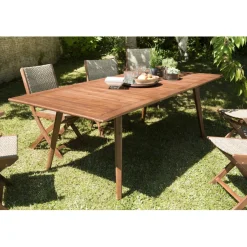 Macabane Table de jardin VICTOIRE 8/10 personnes - extensible 180/240x100 cm en bois Acacia Hot