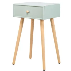 3S. x Home Table de Nuit Scandinave en Bois 1 Tiroir NARITA - Verte Online