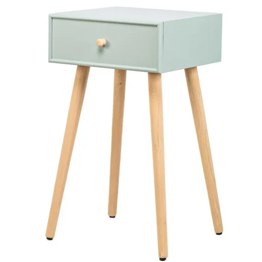 3S. x Home Table de Nuit Scandinave en Bois 1 Tiroir NARITA - Verte Online
