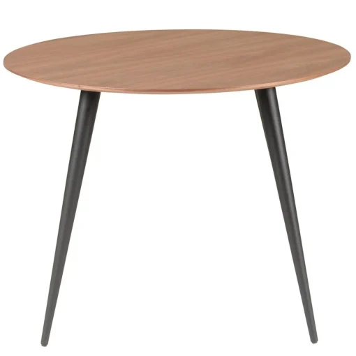 3S. x Home Table de Repas Ronde Ø 100 cm Bois Foncé et Pieds en Hêtre Noirs PIPOU Discount