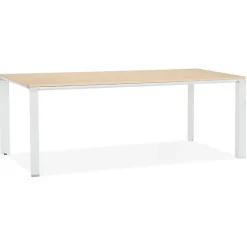 ALTEREGO Table de réunion / à manger design 'XLINE' en bois finition naturelle et structure blanche Best