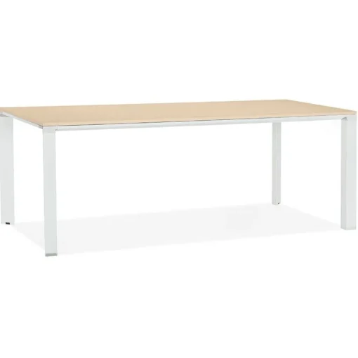 ALTEREGO Table de réunion / à manger design 'XLINE' en bois finition naturelle et structure blanche Best