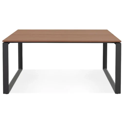 ALTEREGO Table de réunion ou bureau bench 'BAKUS SQUARE' en bois finition Noyer et métal noir Hot