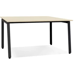 ALTEREGO Table de réunion ou bureau bench 'AMADEUS SQUARE' en bois finition naturelle et métal noir Online