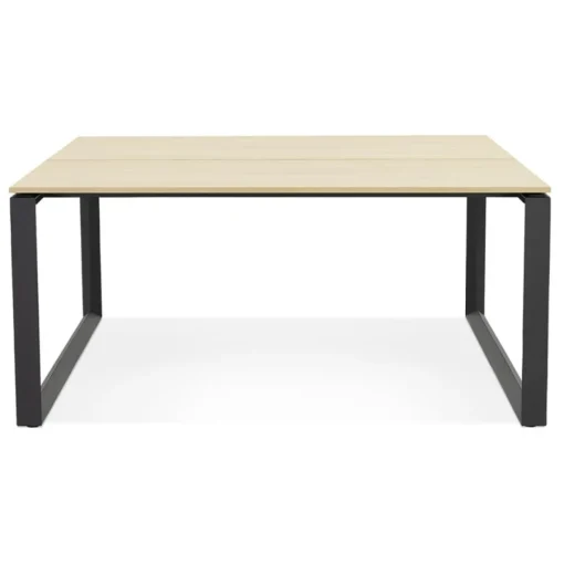 ALTEREGO Table de réunion ou bureau bench 'BAKUS SQUARE' en bois finition naturelle et métal noir Hot