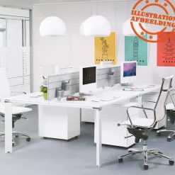 ALTEREGO Table de réunion ou bureau bench en bois finition naturelle et métal blanc New