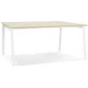 ALTEREGO Table de réunion ou bureau bench 'AMADEUS SQUARE' en bois finition naturelle et métal blanc Online