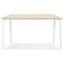 ALTEREGO Table de réunion ou bureau bench 'AMADEUS SQUARE' en bois finition naturelle et métal blanc Online