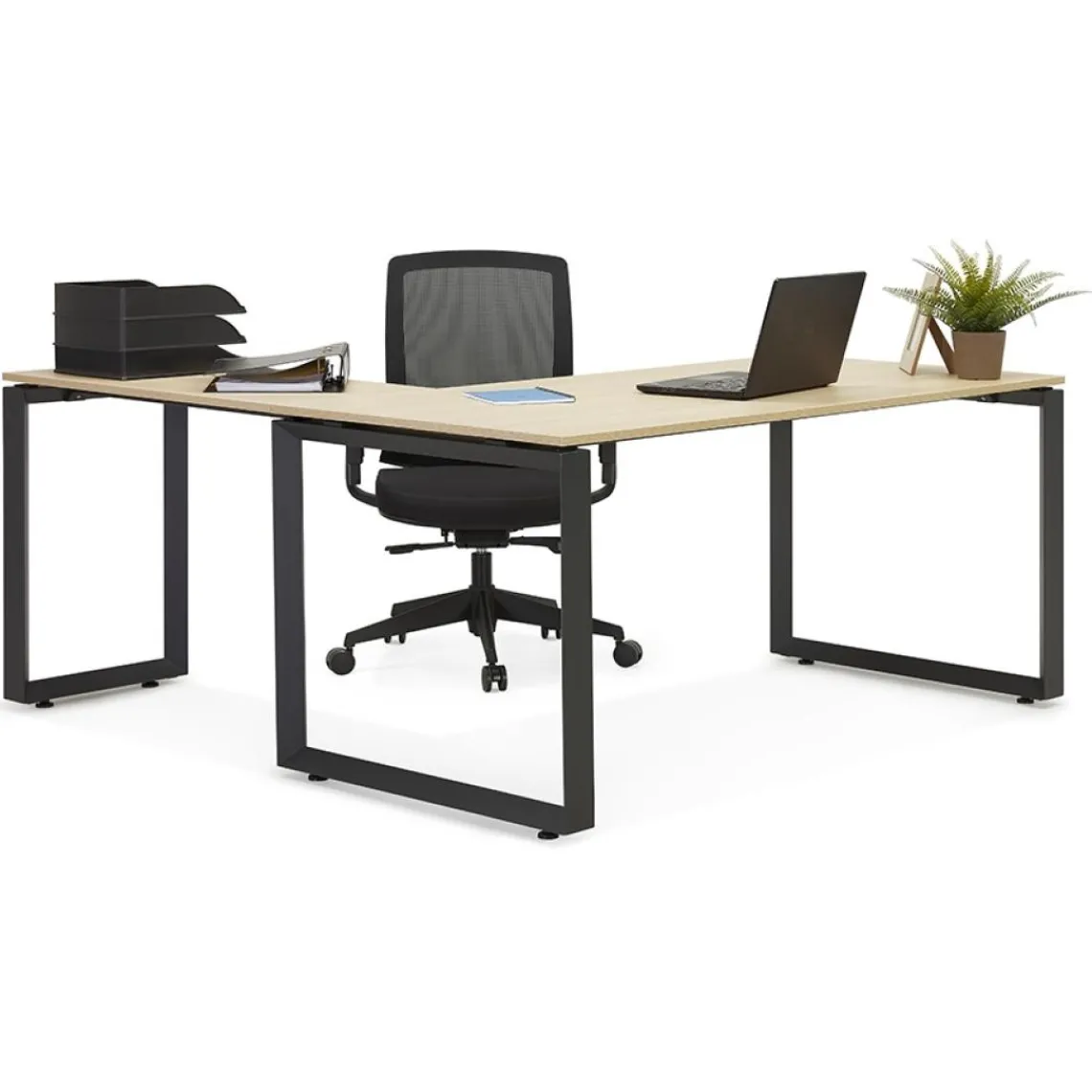 ALTEREGO Table de réunion ou bureau bench 'BAKUS SQUARE' en bois finition naturelle et métal blanc Online