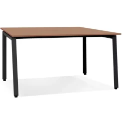 ALTEREGO Table de réunion ou bureau bench en bois finition Noyer et métal noir 'AMADEUS SQUARE' New