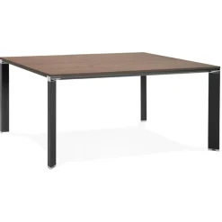 ALTEREGO Table de réunion ou bureau bench en bois finition Noyer et métal noir New