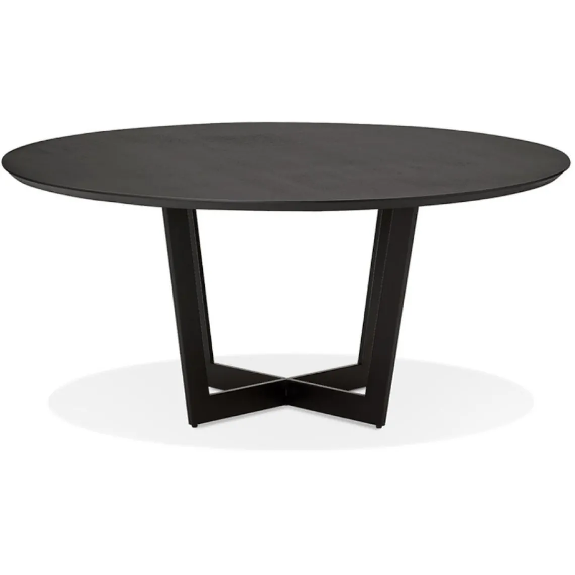 ALTEREGO Table de salle à manger ronde 'LULU' en bois et métal noir Sale