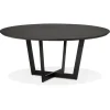 ALTEREGO Table de salle à manger ronde en bois et métal noir