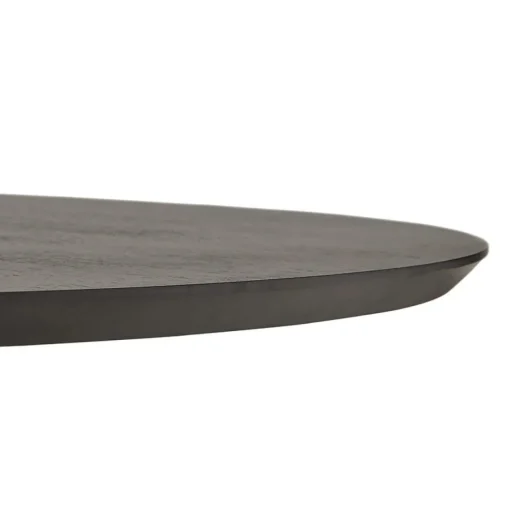ALTEREGO Table de salle à manger ronde en bois et métal noir