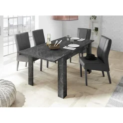 3S. x Home Table extensible CARRARA décor marbre noir Outlet