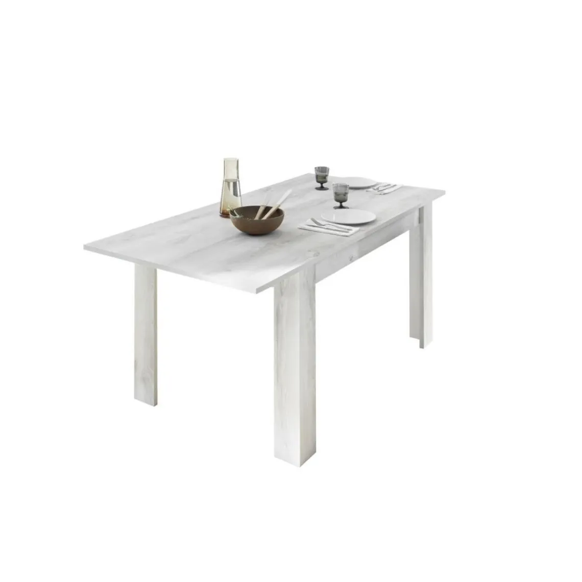 3S. x Home Table extensible 137cm URBINO blanc laqué et décor chene Sale