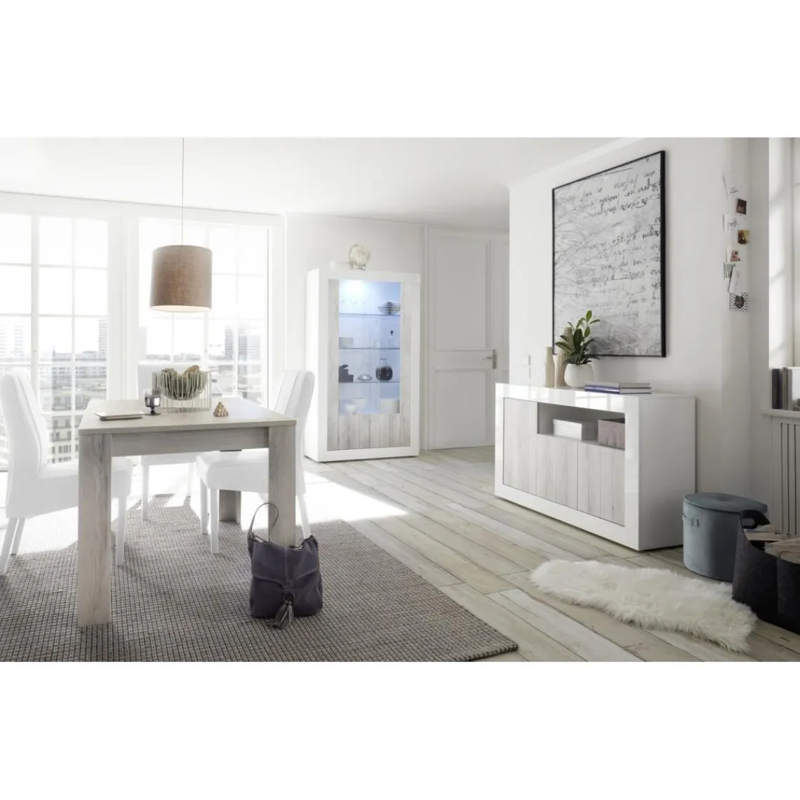 3S. x Home Table extensible Console chene pino blanc Sale