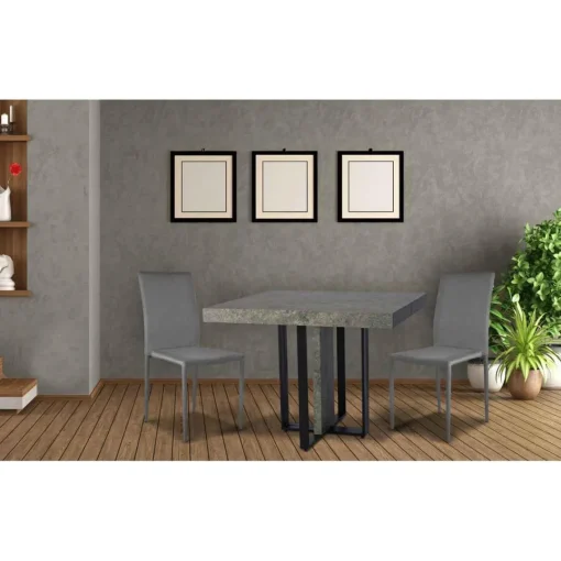 3S. x Home Table Extensible TERESA Effet Béton Pieds Noir Online