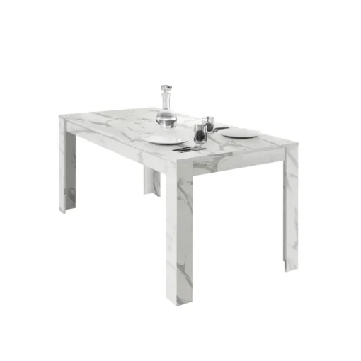 3S. x Home Table extensible 180x90cm CARRARA décor marbre blanc