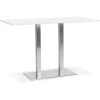 ALTEREGO Table haute design blanche avec pied en métal brossé Hot