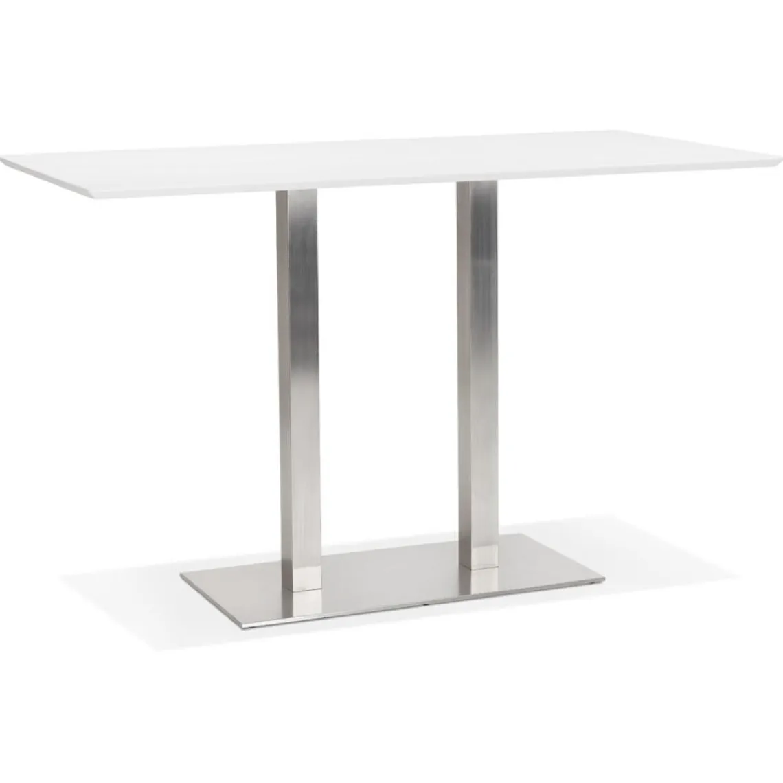ALTEREGO Table haute design blanche avec pied en métal brossé Hot