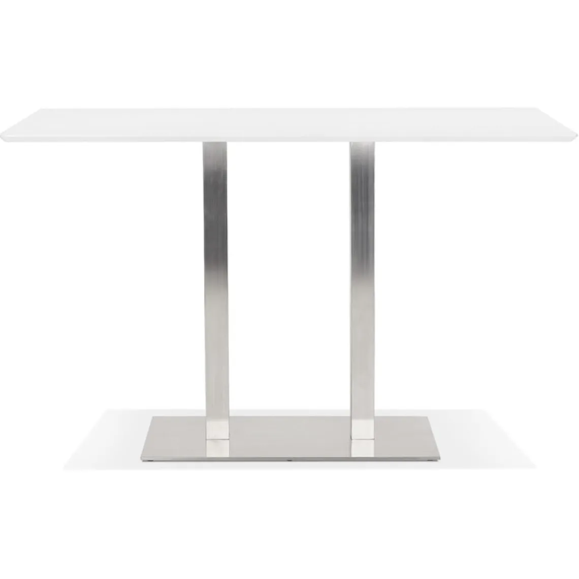 ALTEREGO Table haute design blanche avec pied en métal brossé Hot