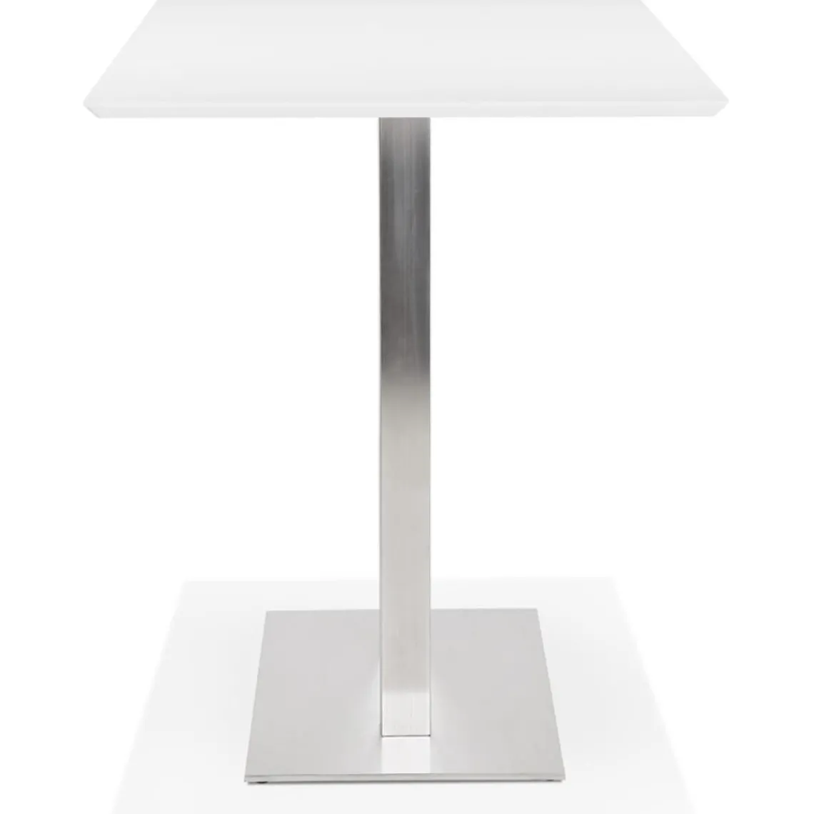 ALTEREGO Table haute design blanche avec pied en métal brossé Hot