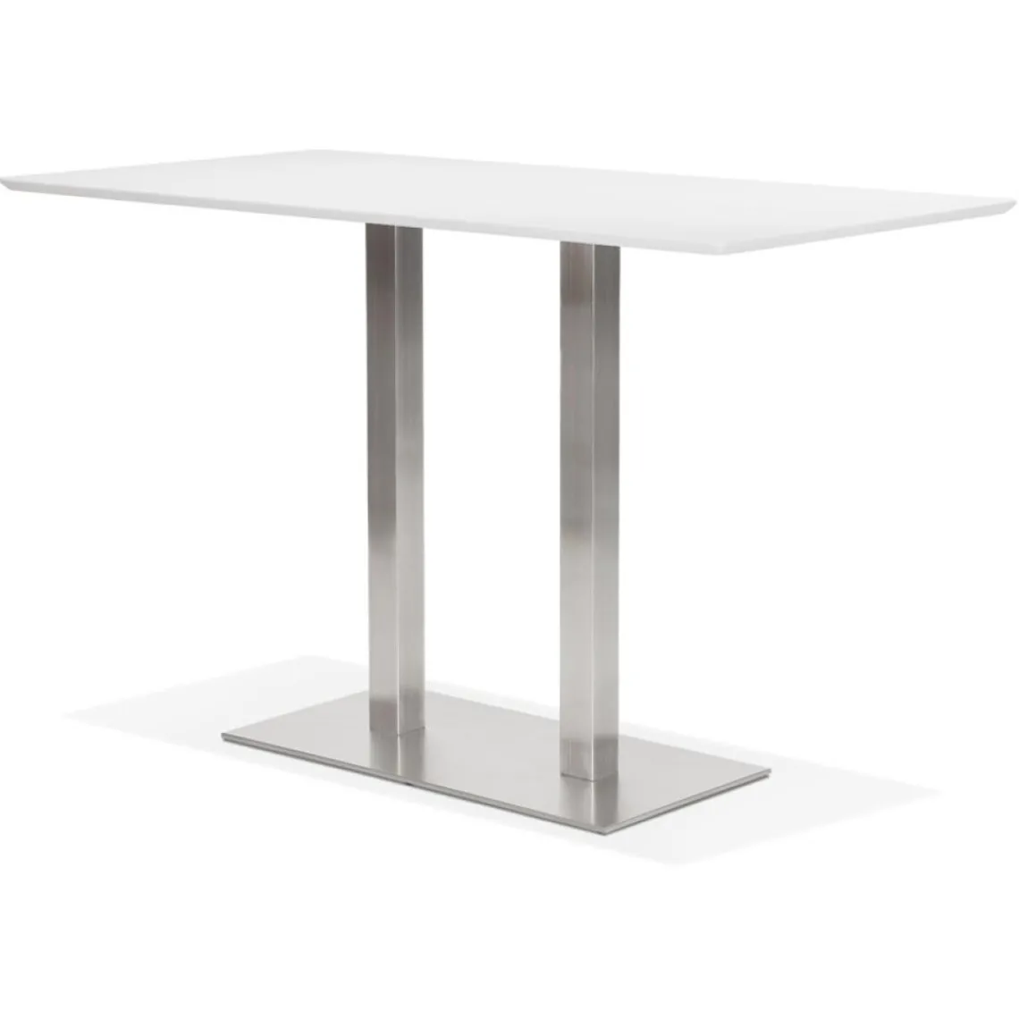 ALTEREGO Table haute design blanche avec pied en métal brossé Hot