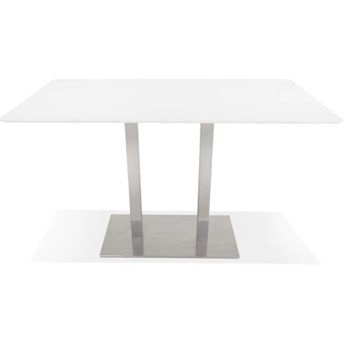 ALTEREGO Table haute design blanche avec pied en métal brossé Hot