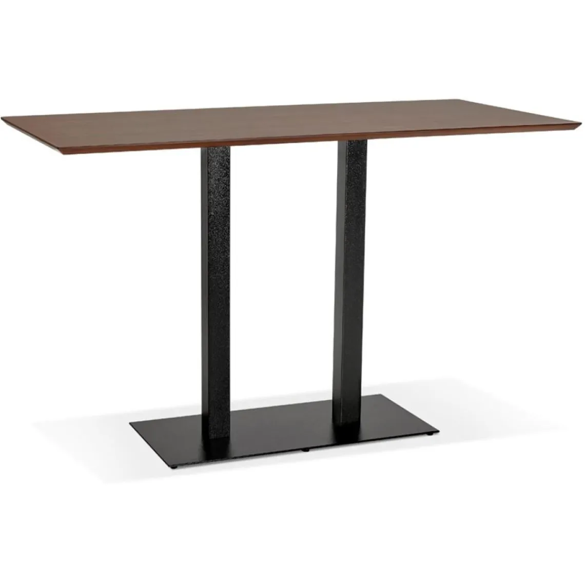 ALTEREGO Table haute design en bois finition Noyer avec pied en métal noir Online