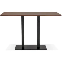 ALTEREGO Table haute design en bois finition Noyer avec pied en métal noir Online