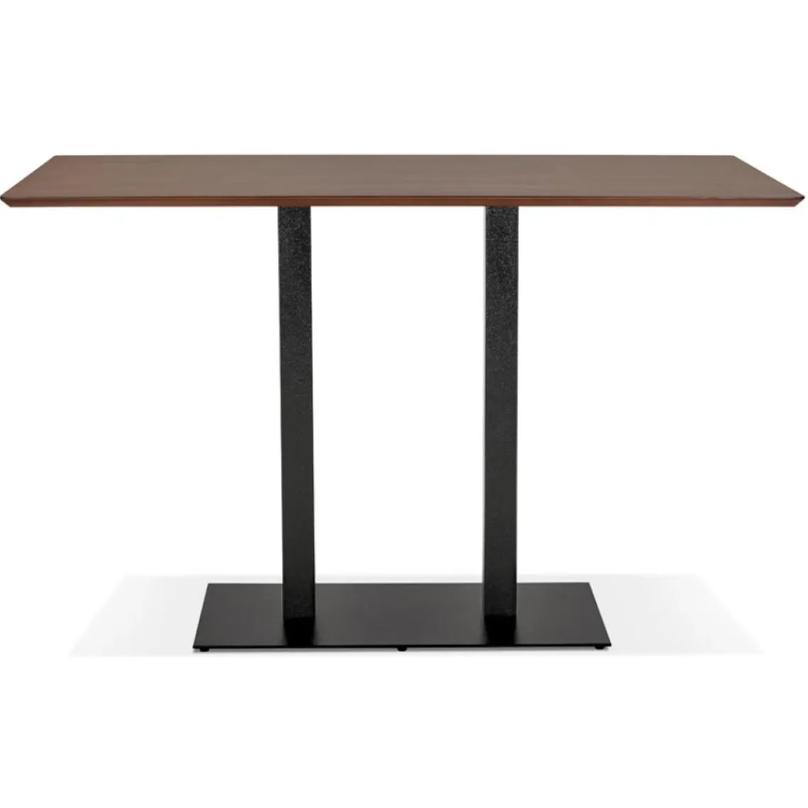 ALTEREGO Table haute design en bois finition Noyer avec pied en métal noir Online