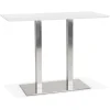 ALTEREGO Table haute design 'MAMBO BAR' blanche avec pied en métal brossé Outlet
