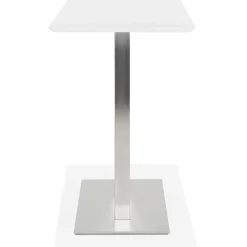 ALTEREGO Table haute design 'MAMBO BAR' blanche avec pied en métal brossé Outlet