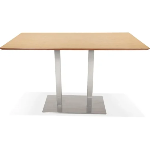ALTEREGO Table haute design 'MAMBO BAR' en bois naturelle avec pied en métal brossé Clearance