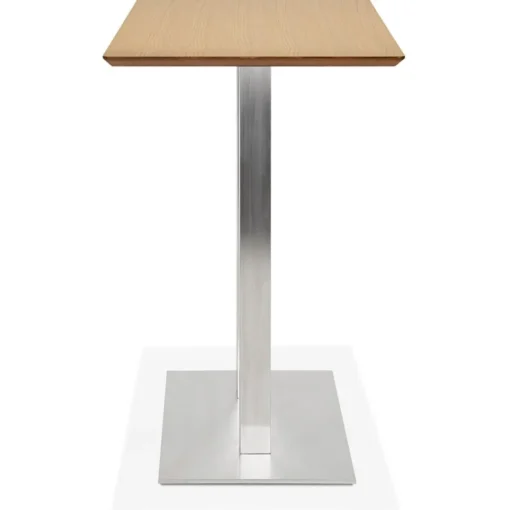 ALTEREGO Table haute design 'MAMBO BAR' en bois finition naturelle avec pied en métal brossé New