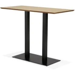 ALTEREGO Table haute design 'ZUMBA BAR' en bois finition naturelle avec pied en métal noir Online